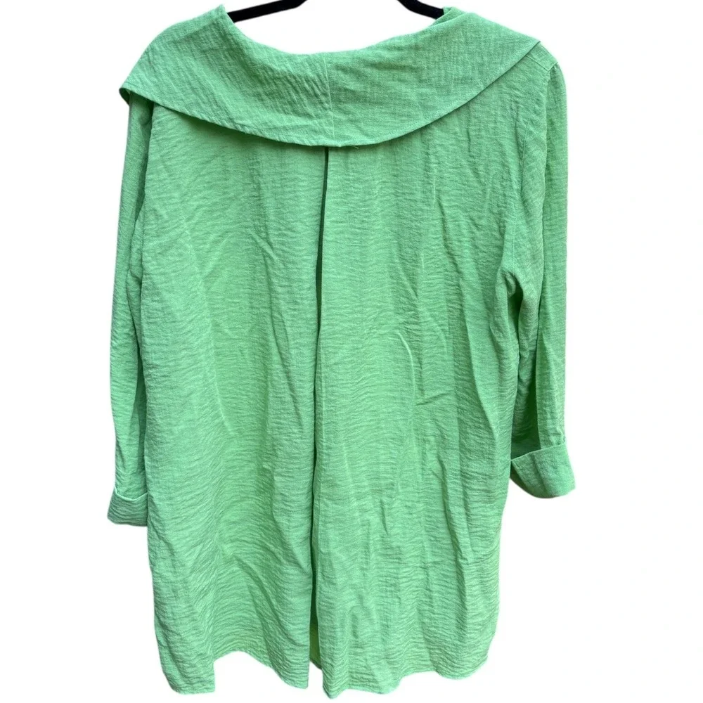 Ali Miles Womens Large Tunic Lime Green Cowl Neck 3/4 Sleeve Relaxed Fit Casual - Picture 2 of 7